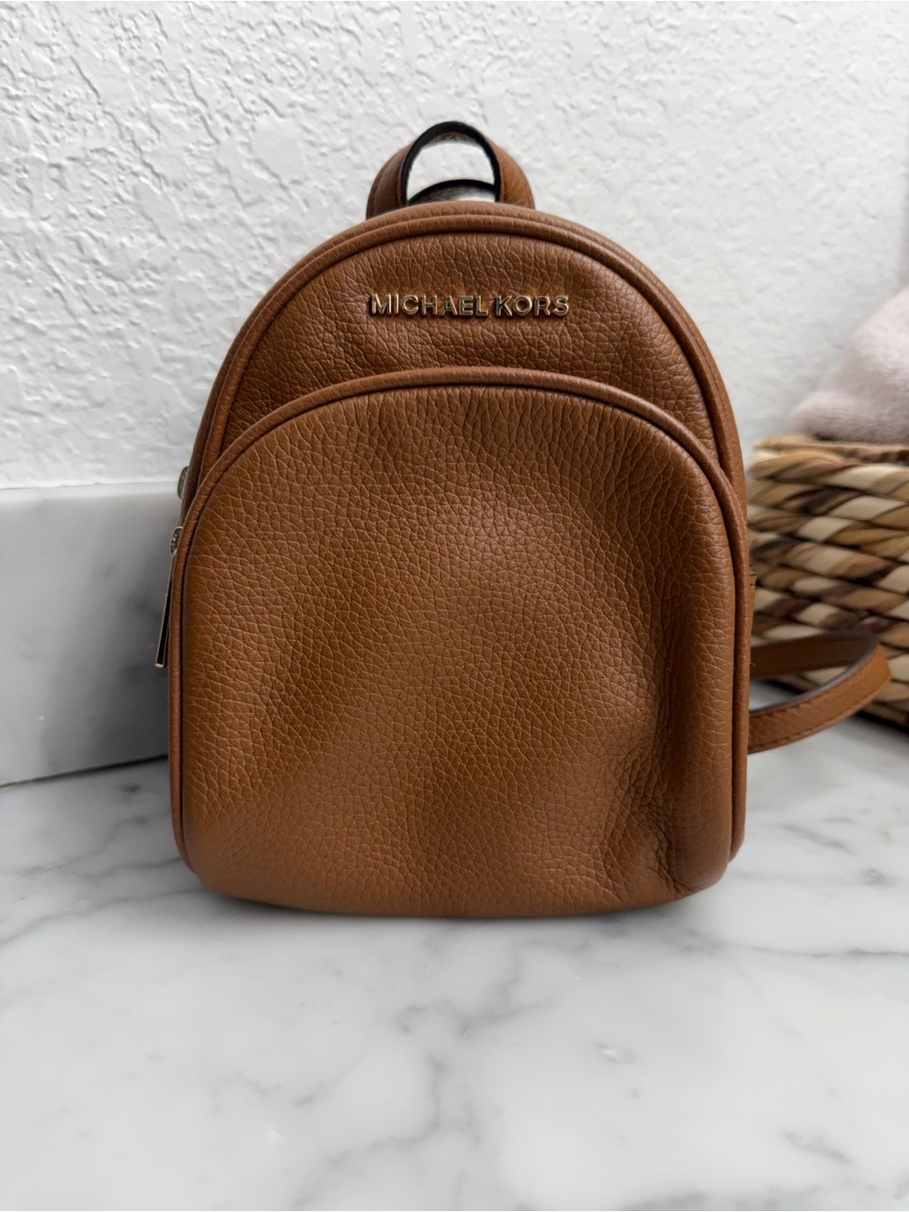 Michael Kors Cognac Leather Mini Backpack